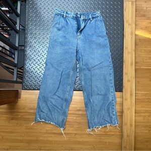 Oak + Fort Pleated Wide Leg Cropped Jeans